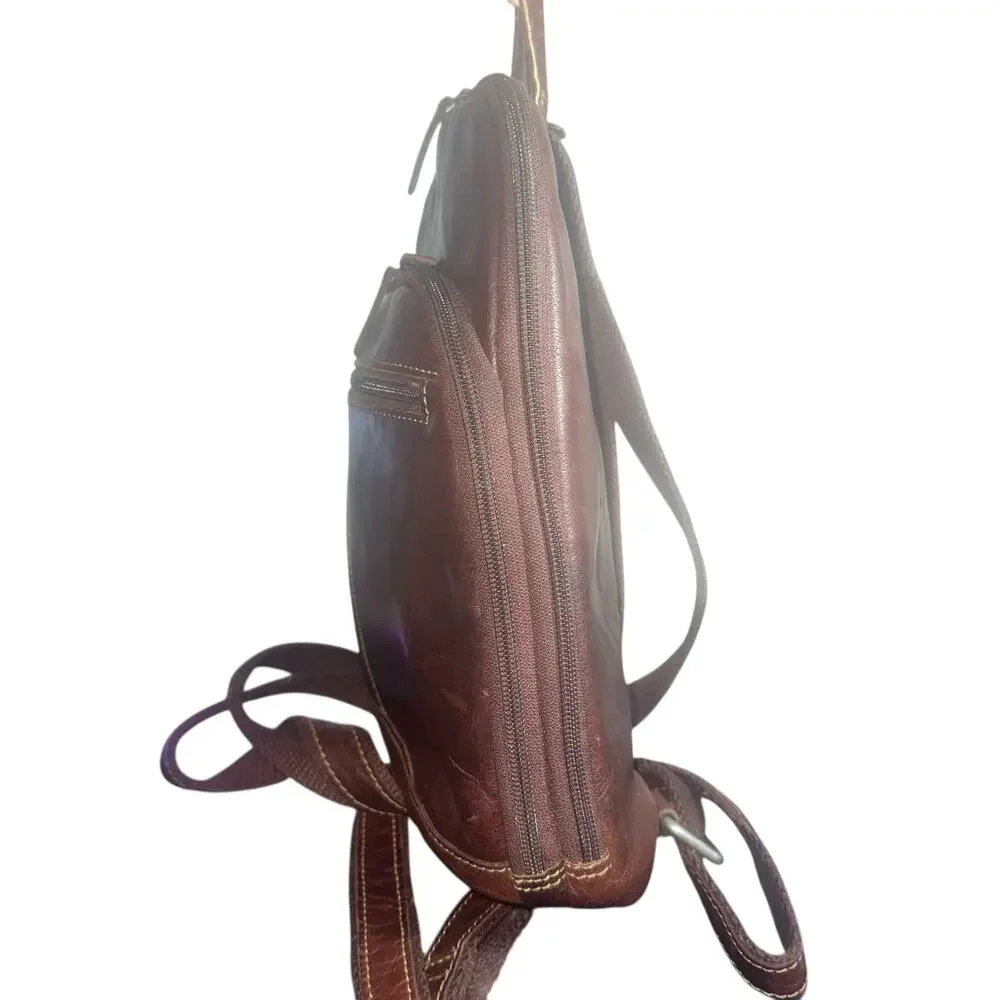 Jack Georges Brown Leather Backpack Bag voyager collection heritage leather